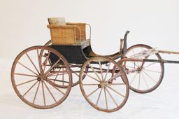 THE BROWN CARRIAGE CO. WICKER 2-SEAT BUGGY, MADE IN CINCINNATI OHIO