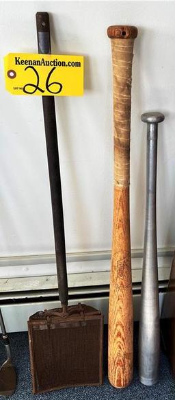 LOT: CORN POPPER, ALUMINUM & WOOD BASEBALL BATS