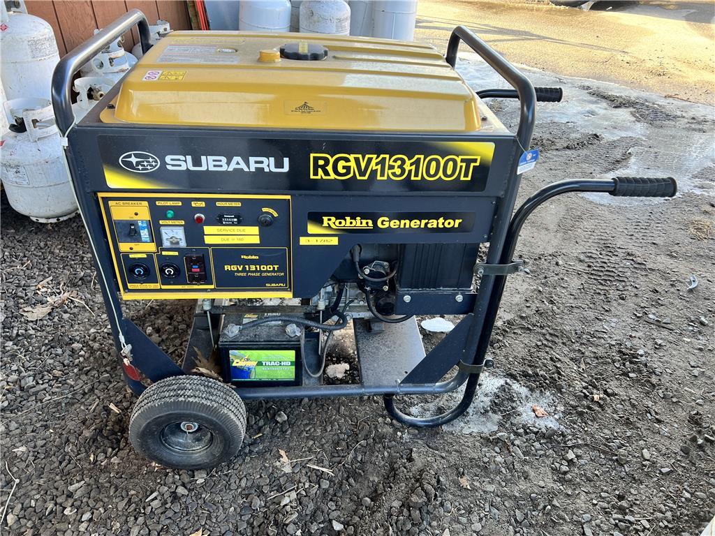 SUBARU MODEL RGV13100T PORTABLE 3PH GENERATOR, ELECTRIC START, 18HP, 85 HOURS