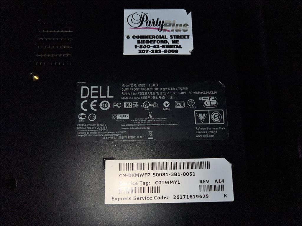 DELL MODEL 1510X DLP FRONT PROJECTOR