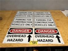 (6) ASSORTED PARKING & JOBSITE SAFETY SIGNS, 20"X14"