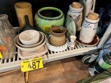 LOT OF ASSORTED STONEWARE, JUGS, VASES, BOWLS, PLATES