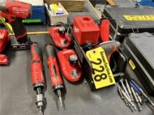 LOT: 4-MILWAUKEE M4 CORDLESS 1/4" HEX SCREWDRIVERS W/ 4-CHARGERS & 7-BATTERIES
