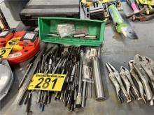 LOT OF ASSORTED PIN PUNCHES, DRILL BITS & MISC TOOLING