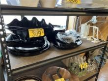 LOT: 33-PC ASSORTED BLACK PLASTIC WARE W/ 9-TABLE MARKERS