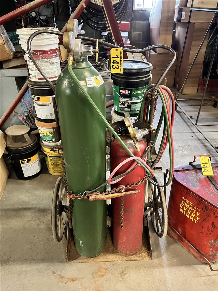 ACETYLENE TANK CART, HOSE, GAUGES & TORCH - TANKS NOT INCLUDED