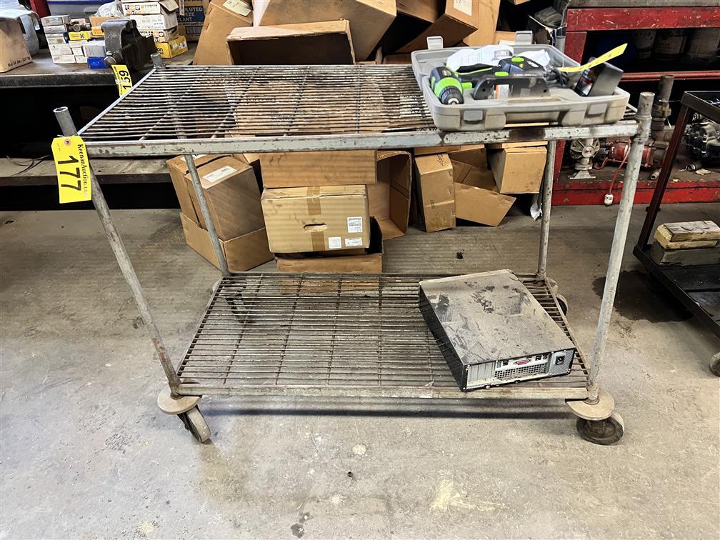 PORTABLE 4' GRATED SHOP CART W/ LOWER SHELF