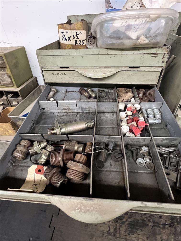 LOT: 11-ASSORTED PARTS CABINETS & CONTENTS: AUTOMOTIVE HARDWARE, FITTINGS, BALL BEARINGS, BOLTS