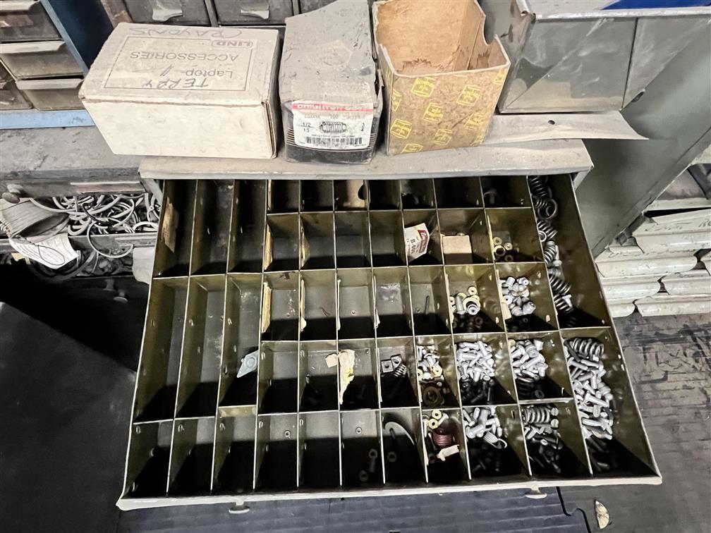 LOT: 11-ASSORTED PARTS CABINETS & CONTENTS: AUTOMOTIVE HARDWARE, FITTINGS, BALL BEARINGS, BOLTS