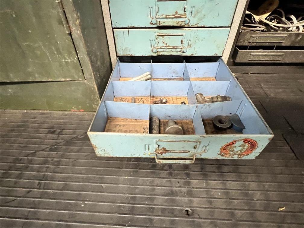 LOT: 11-ASSORTED PARTS CABINETS & CONTENTS: AUTOMOTIVE HARDWARE, FITTINGS, BALL BEARINGS, BOLTS