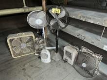 LOT: FLOOR FANS, SPACE HEATERS, BOX FAN