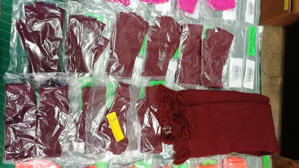 LOT OF 66 KNIT GLOVES AND 5 SCARVES