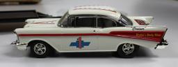 NEW, IN THE BOX: ERTL 1957 CHEVY DRAG CAR & TRAILER BANK