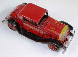 VINTAGE MARX TIN FRICTION FIRE CHIEF CAR