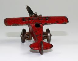 VINTAGE HUBLEY CAST IRON AIRPLANE "LINDY" RED