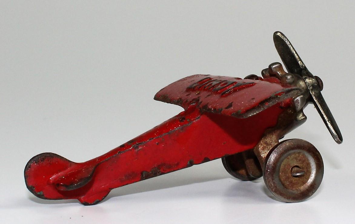 VINTAGE HUBLEY CAST IRON AIRPLANE "LINDY" RED