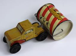 VINTAGE COURTLAND 1940s-1950s WIND-UP TRUCK & ROAD ROLLER