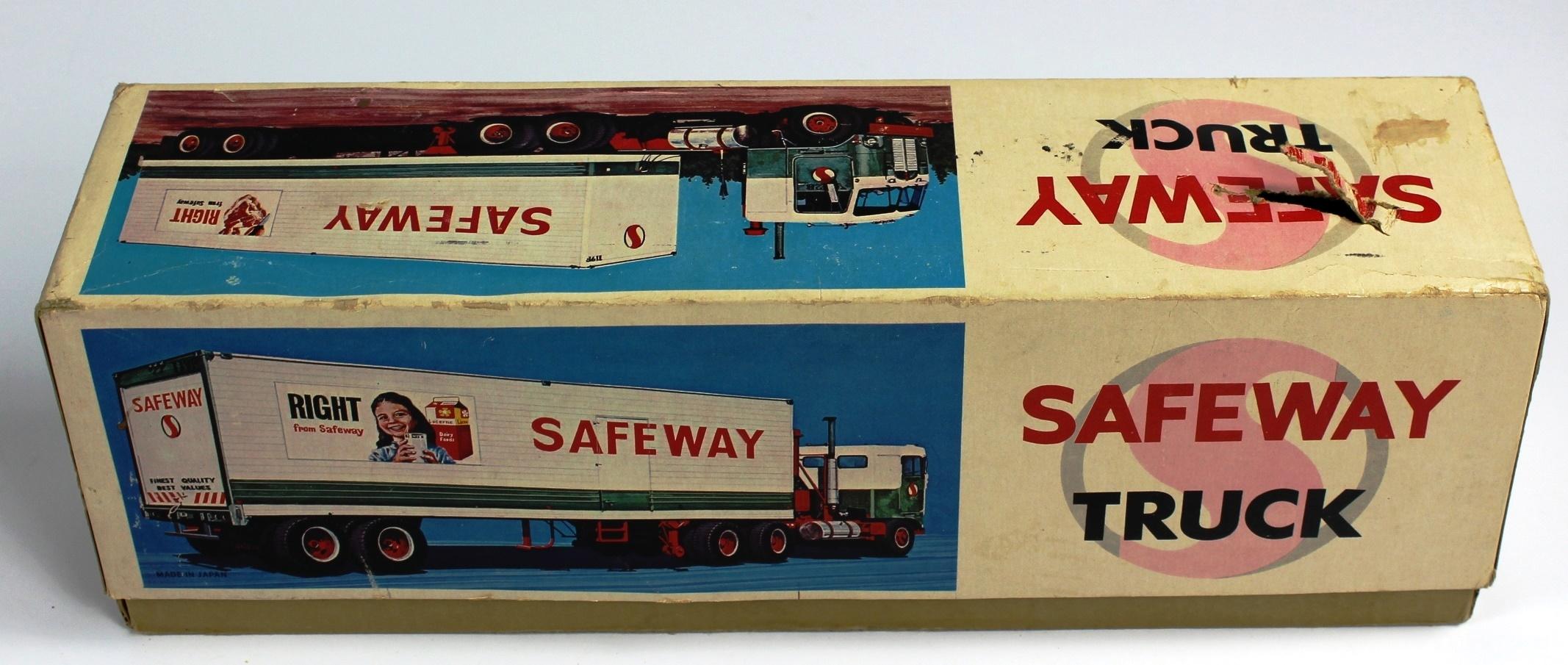 VINTAGE 1960s TIN & PLASTIC SAFEWAY TRUCK WITH BOX