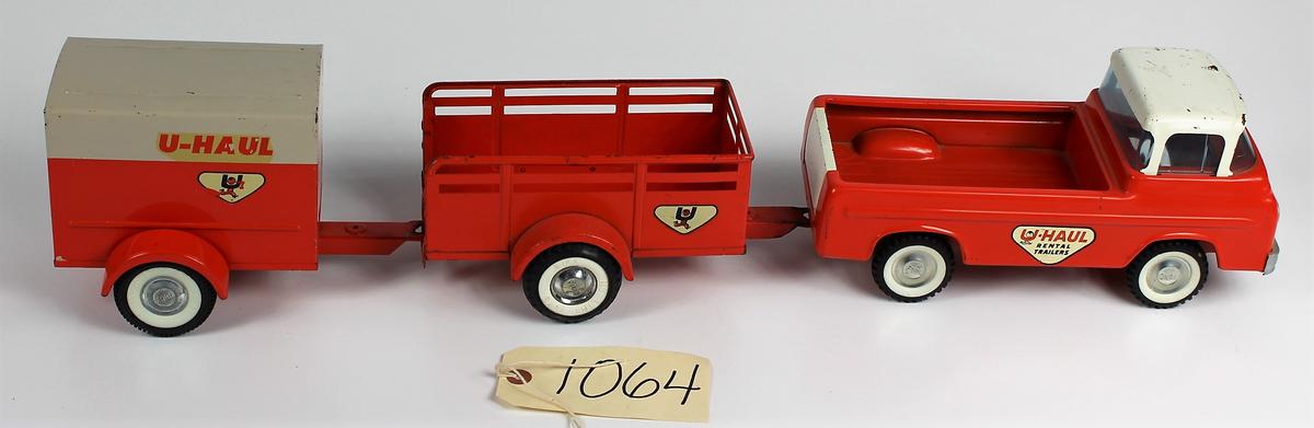 VINTAGE NYLINT FORD ECONOLINE UHAUL TRUCK AND 2 TRAILERS