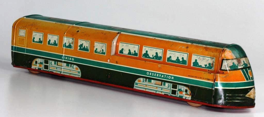 VINTAGE WOLVERINE TIN LITHO TRAIN OBSERVATION & DINING CAR