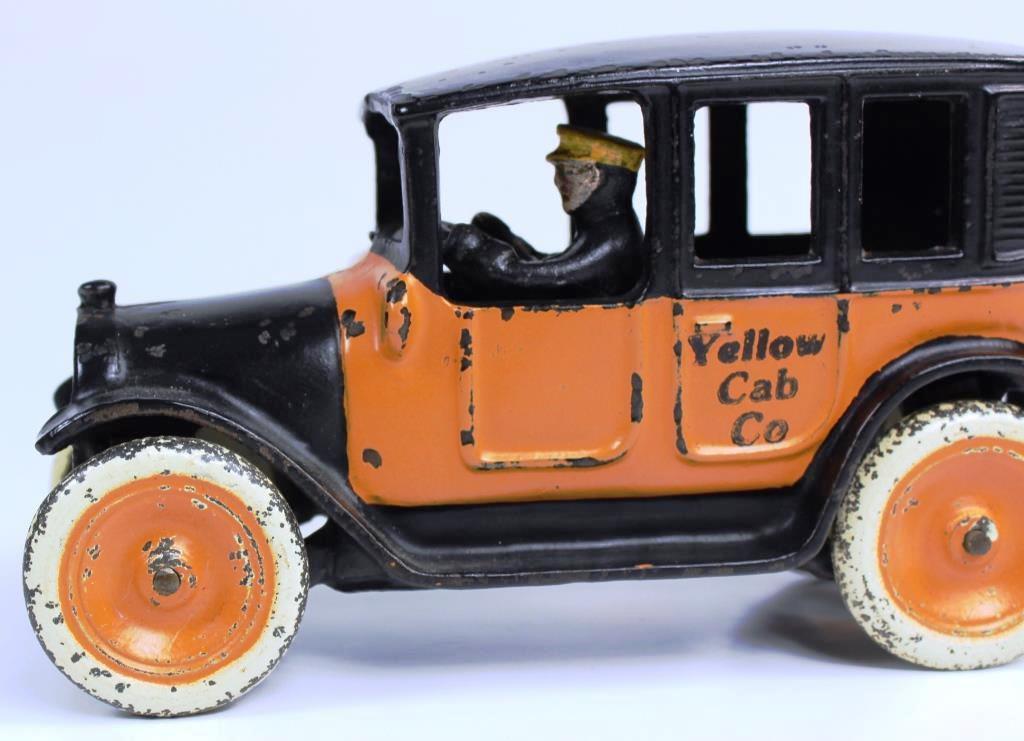 VINTAGE ARCADE CAST IRON YELLOW CAB - 8" - CIRCA 1920s