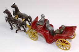 VINTAGE CAST ALUMINUM 2 HORSE CARRIAGE