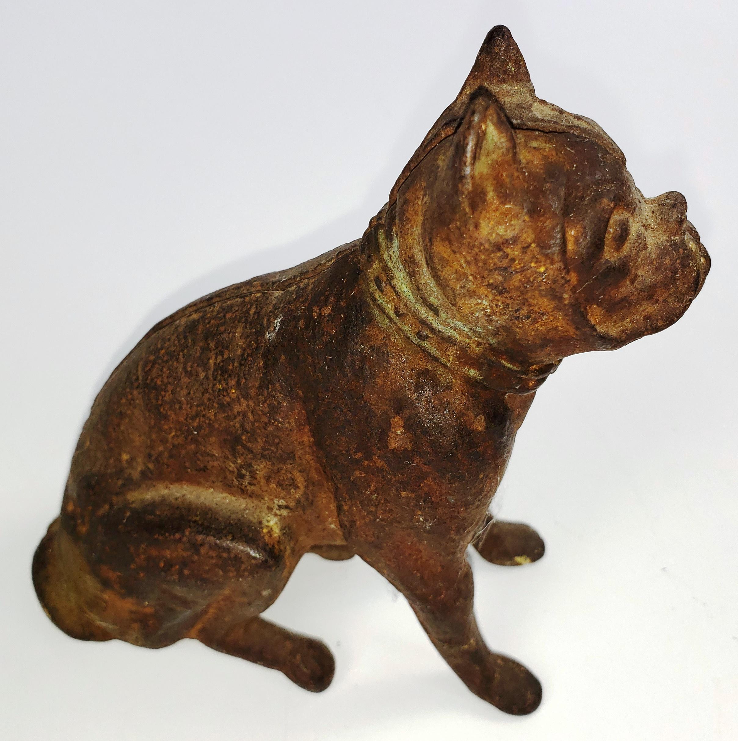 VINTAGE CAST IRON HUBLEY BOXER DOG STILL BANK