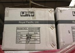 PALLET OF 31 BOXES OF ROYAL PACIFIC LTD. LIGHTING FIXTURES / HARDWARE