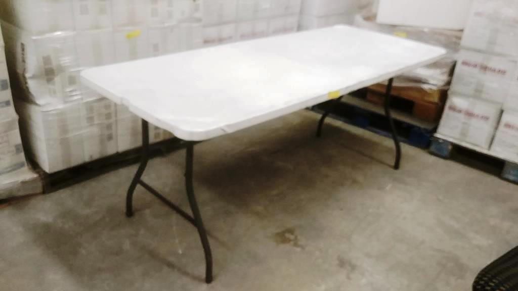 2 WHITE PLASTIC FOLDING TABLES