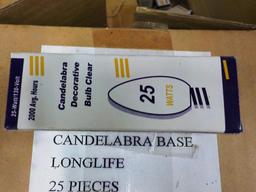 LOT OF 750 NEW CANDELABRA DECORATIVE CLEAR BULBS