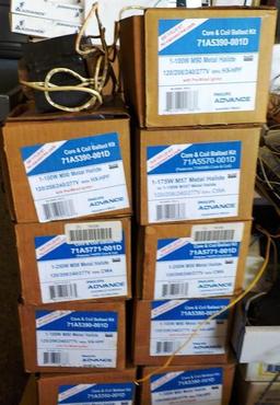 SMALL PALLET OF ADVANCE BALLASTS, TRANSFORMERS AND INGITORS