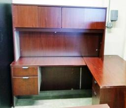 CHERRY COLOR EXECUTIVE DESK WITH HUTCH, RETURN AND LATERAL FILE
