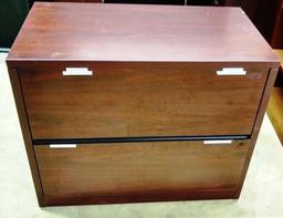 CHERRY COLOR EXECUTIVE DESK WITH HUTCH, RETURN AND LATERAL FILE