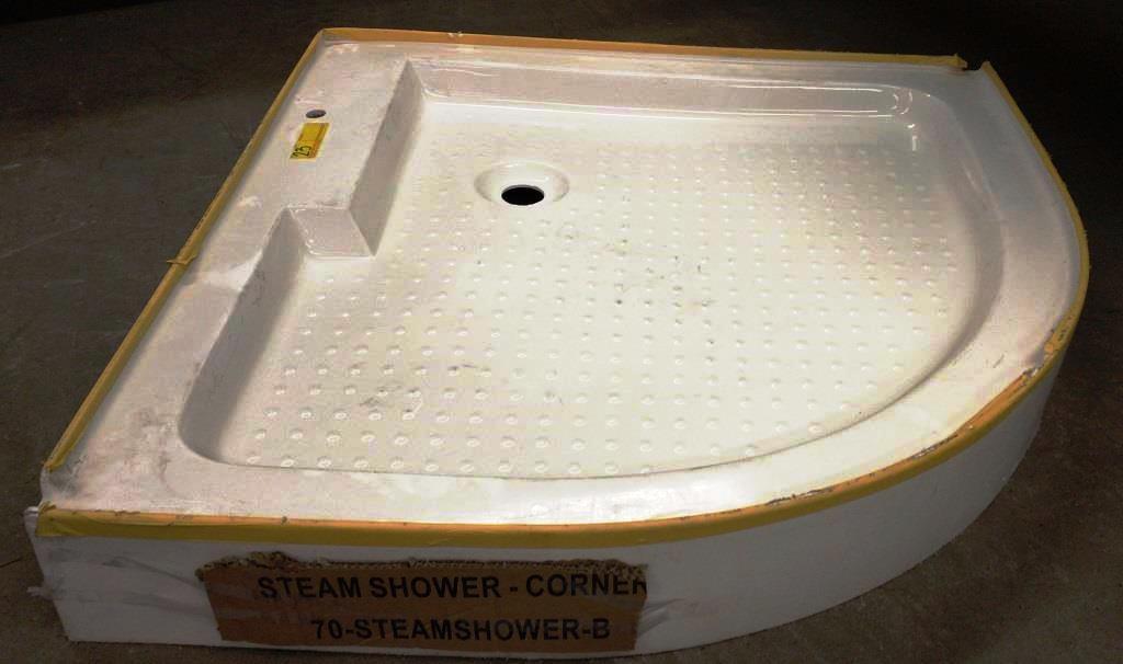 2 PALLETS OF STEAM SHOWER COMPONENTS - CORNERS, PANS, TRIM & ACCESSORIES