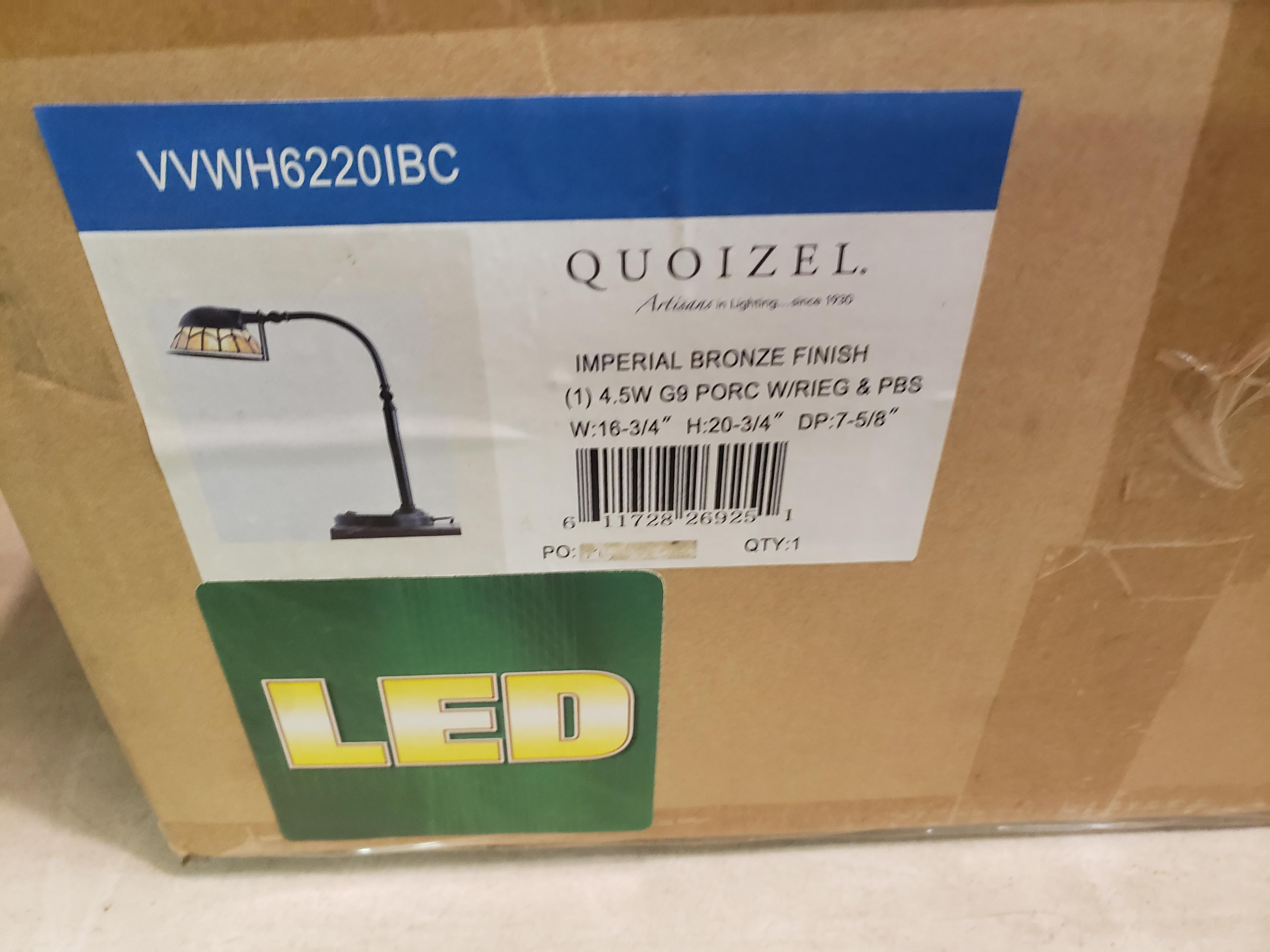 1 NEW QUOIZEL VIVID WHITNEY LED TABLE LAMP VVWH6220IBC LED LIGHT FIXTURE