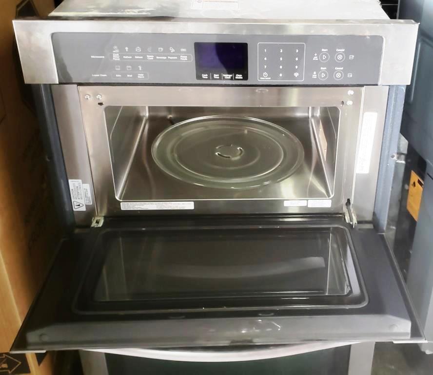 USED STAINLESS STEEL MICROWAVE & OVEN WALL UNIT