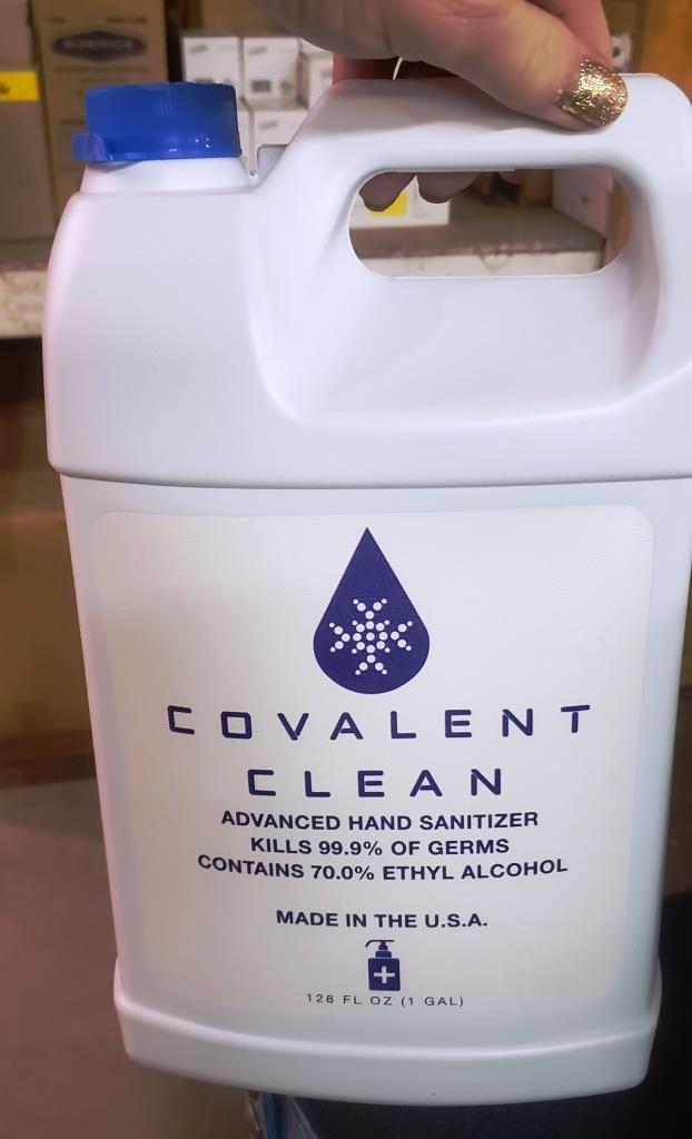 LOT OF 16 ONE GALLON JUGS OF COVALENT CLEAN HAND SANITIZER