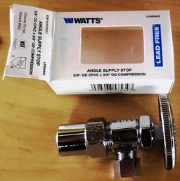 LOT OF 50 NEW WATTS LEAD-FREE ANGLE SUPPLY STOPS LF892403 CHROME PLATED SOLVENT WELD