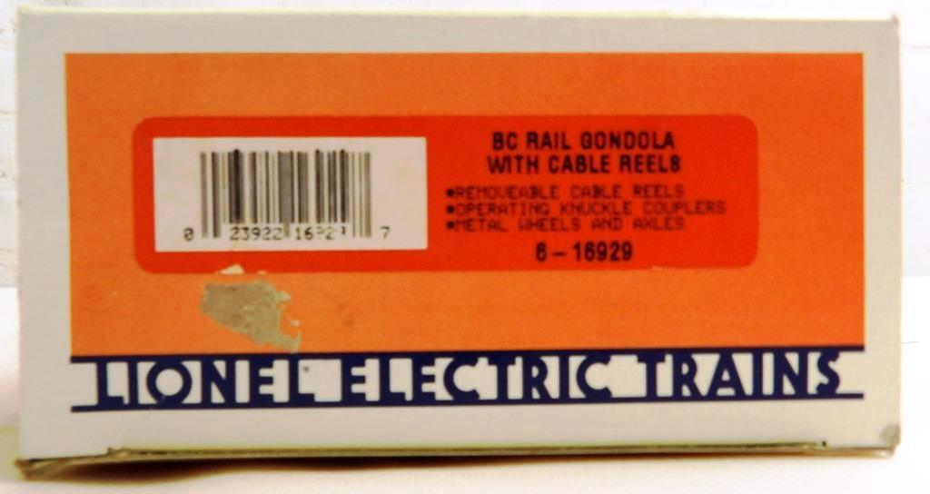 NEW IN THE BOX: LIONEL ELECTRIC TRAINS BC RAIL GONDOLA 6-16929