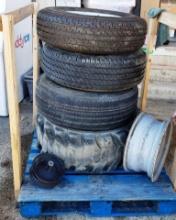 PALLET OF 4 TIRES AND RIM NEW ST235/80R16 123/119L