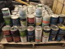 PALLET OF 184 CANS OF MISC. PAINT - 1 PINT AND 1 QUART CANS