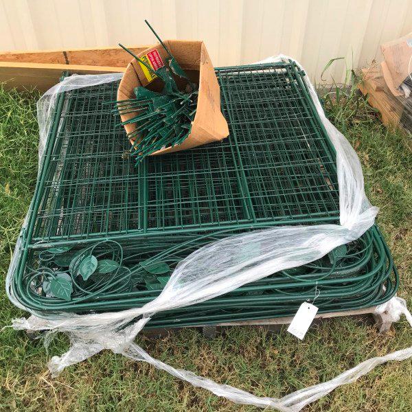 Pallet of Green Metal Temporary Fencing