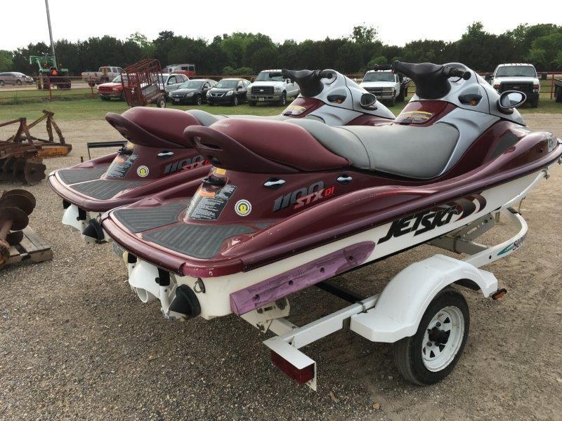 2 Kawasaki Jet Skis and Sun Island Trailer