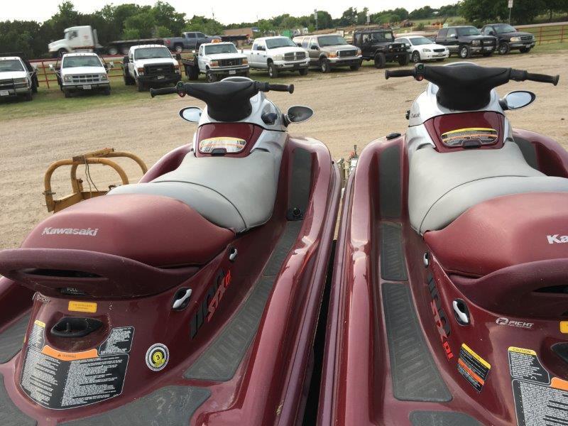 2 Kawasaki Jet Skis and Sun Island Trailer