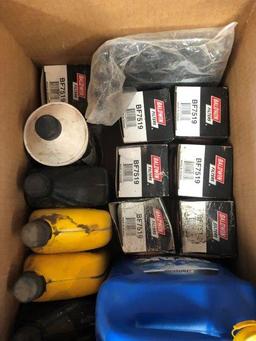 Pallet of Oil Filter, Oil, and Blue Def