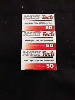 50rds Maxxtech 9mm Luger 115gr FMJ