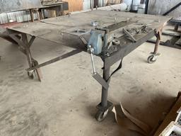 Rolling Metal Table with Vise