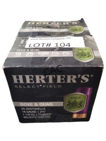 25rds Herter's 16ga Dove & Quail 1oz 8 Shot Shotsh