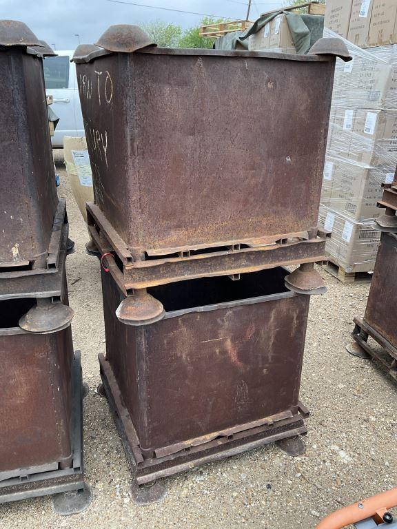 Lot of 2 Stackable Metal Bins