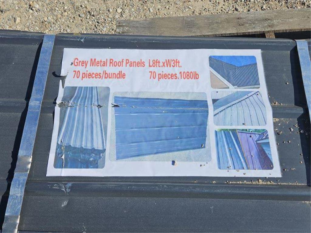 70pcs Grey Metal Roof Panels 3'X8'